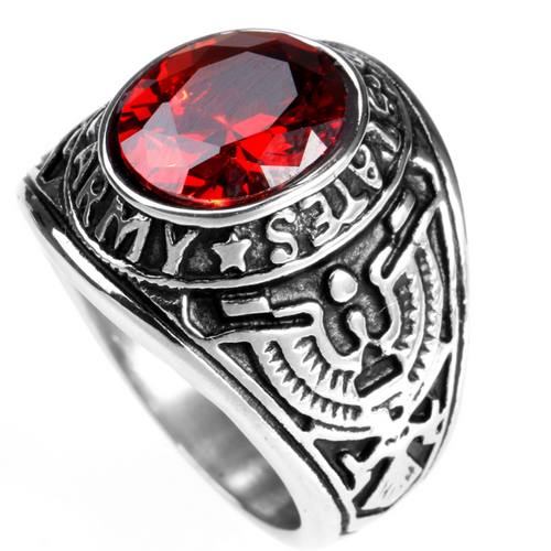'United States Army' Red Stone Ring